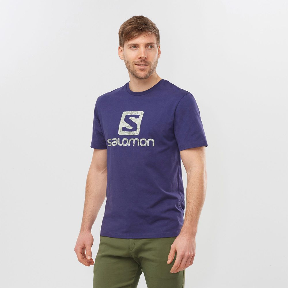 Salomon Israel OUTLIFE LOGO - Mens T shirts - Navy (AWQD-46725)